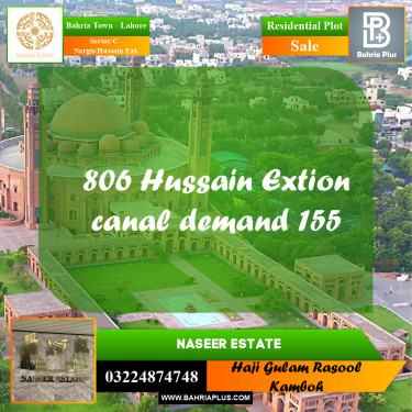 20 Marla Residential Plot for Sale in Sector C - Nargis/Hussain Ext. -  Bahria Town, Lahore - (BP-230842)