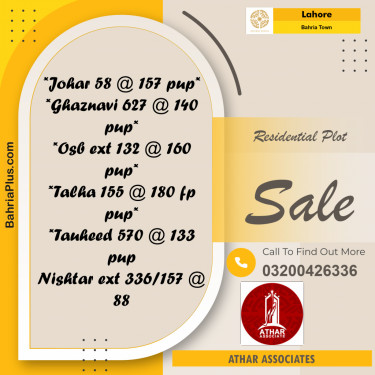 Residential Plot for Sale in Bahria Town, Lahore - (BP-230954)