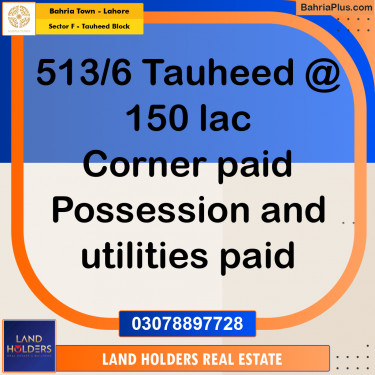 10 Marla Residential Plot for Sale in Sector F - Tauheed Block -  Bahria Town, Lahore - (BP-230959)