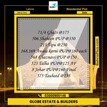 Residential Plot for Sale in Bahria Town, Lahore - (BP-231005)
