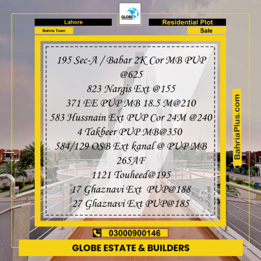 Residential Plot for Sale in Bahria Town, Lahore - (BP-231010)