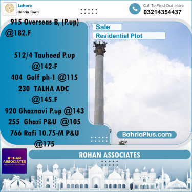 Residential Plot for Sale in Bahria Town, Lahore - (BP-231041)