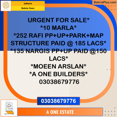 10 Marla Residential Plot for Sale in Bahria Town, Lahore - (BP-231067)