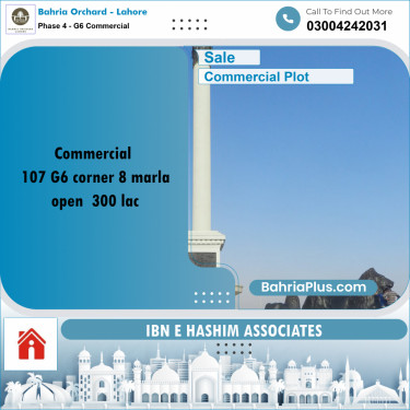 8 Marla Commercial Plot for Sale in Phase 4 - G6 Commercial -  Bahria Orchard, Lahore - (BP-231076)