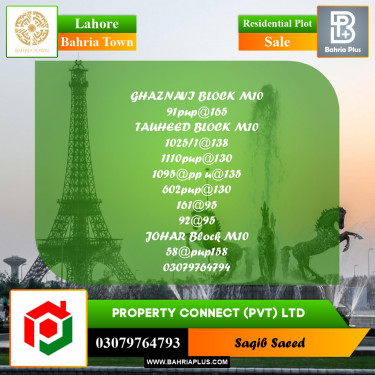Residential Plot for Sale in Bahria Town, Lahore - (BP-231095)