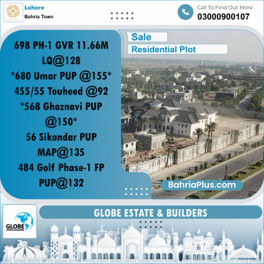 Residential Plot for Sale in Bahria Town, Lahore - (BP-231134)