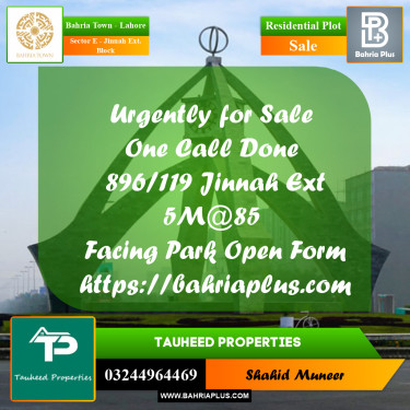 5 Marla Residential Plot for Sale in Sector E - Jinnah Ext. Block -  Bahria Town, Lahore - (BP-231141)