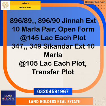 Residential Plot for Sale in Bahria Town, Lahore - (BP-231198)