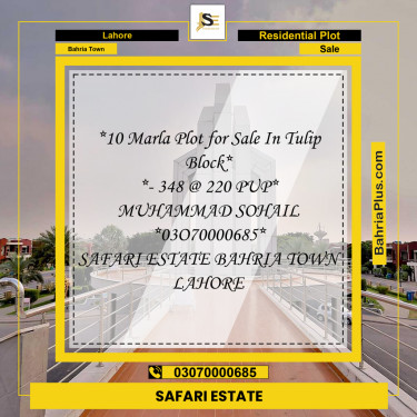 Residential Plot for Sale in Bahria Town, Lahore - (BP-231210)
