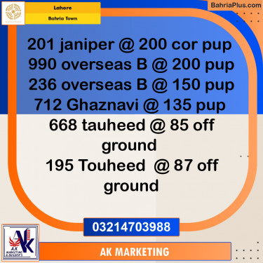 10 Marla Residential Plot for Sale in Bahria Town, Lahore - (BP-231222)