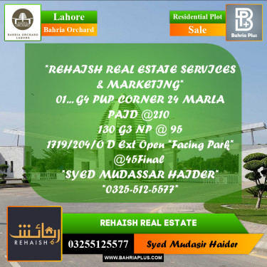 Residential Plot for Sale in Bahria Orchard, Lahore - (BP-231242)