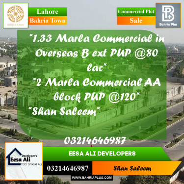 Commercial Plot for Sale in Bahria Town, Lahore - (BP-231245)