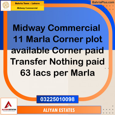 11 Marla Commercial Plot for Sale in Midway Commercial -  Bahria Town, Lahore - (BP-231510)