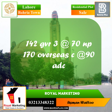 Residential Plot for Sale in Bahria Town, Lahore - (BP-231526)