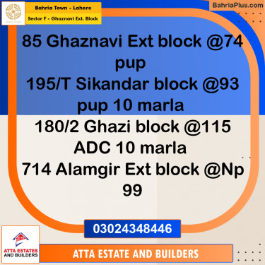 5 Marla Residential Plot for Sale in Sector F - Ghaznavi Ext. Block -  Bahria Town, Lahore - (BP-231539)