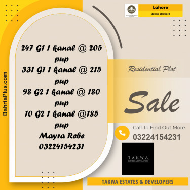 Residential Plot for Sale in Bahria Orchard, Lahore - (BP-231565)