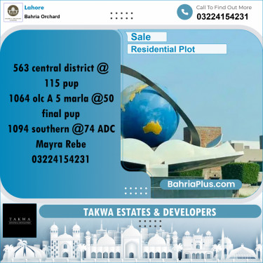 Residential Plot for Sale in Bahria Orchard, Lahore - (BP-231567)
