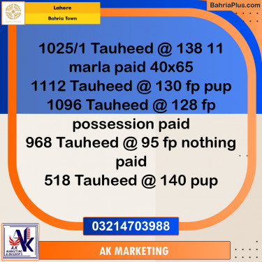 Residential Plot for Sale in Bahria Town, Lahore - (BP-231577)