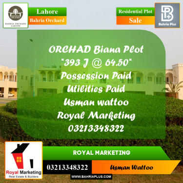 Residential Plot for Sale in Bahria Orchard, Lahore - (BP-231607)