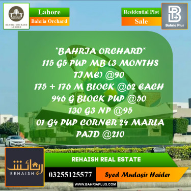 Residential Plot for Sale in Bahria Orchard, Lahore - (BP-231610)