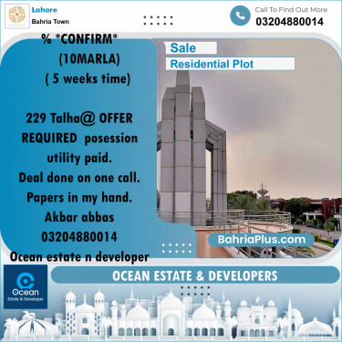 Residential Plot for Sale in Bahria Town, Lahore - (BP-231624)