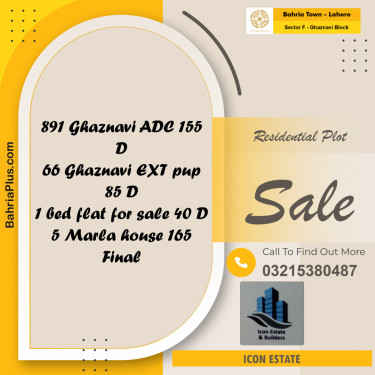 10 Marla Residential Plot for Sale in Sector F - Ghaznavi Block -  Bahria Town, Lahore - (BP-231652)