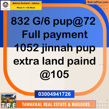 10 Marla Residential Plot for Sale in Phase 4 - G6 Block -  Bahria Orchard, Lahore - (BP-231657)