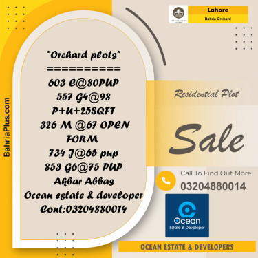 Residential Plot for Sale in Bahria Orchard, Lahore - (BP-231700)
