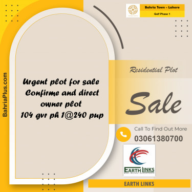 20 Kanal Residential Plot for Sale in Golf Phase 1 -  Bahria Town, Lahore - (BP-231719)
