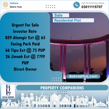 Residential Plot for Sale in Bahria Town, Lahore - (BP-231733)
