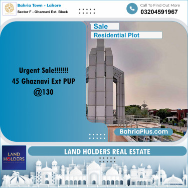 10 Marla Residential Plot for Sale in Sector F - Ghaznavi Ext. Block -  Bahria Town, Lahore - (BP-231775)