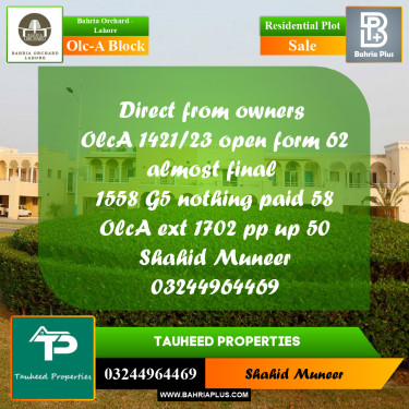5 Marla Residential Plot for Sale in OLC-A Block -  Bahria Orchard, Lahore - (BP-231779)
