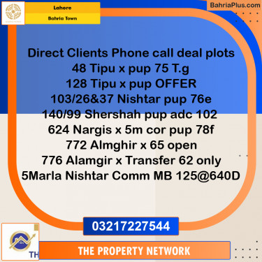 Residential Plot for Sale in Bahria Town, Lahore - (BP-231797)