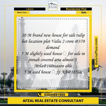 Residential Plot for Sale in Bahria Town, Lahore - (BP-231840)