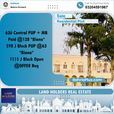 Residential Plot for Sale in Bahria Orchard, Lahore - (BP-231850)