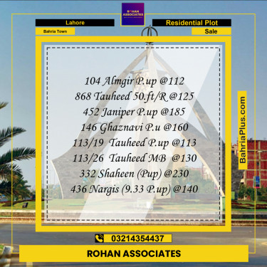 Residential Plot for Sale in Bahria Town, Lahore - (BP-231910)