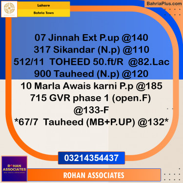 Residential Plot for Sale in Bahria Town, Lahore - (BP-231911)