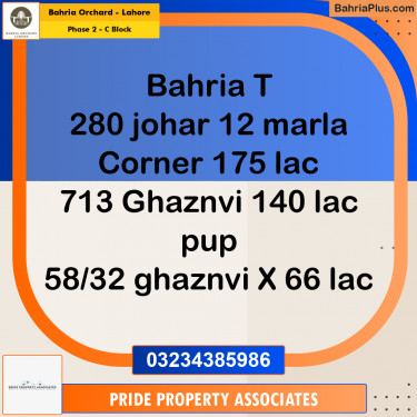 6 Marla Residential Plot for Sale in Phase 2 - C Block -  Bahria Orchard, Lahore - (BP-231926)