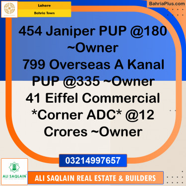 Residential Plot for Sale in Bahria Town, Lahore - (BP-231970)