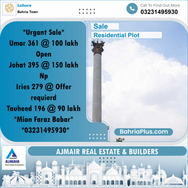 Residential Plot for Sale in Bahria Town, Lahore - (BP-232041)