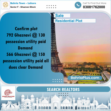 10 Marla Residential Plot for Sale in Sector F - Ghaznavi Block -  Bahria Town, Lahore - (BP-232047)