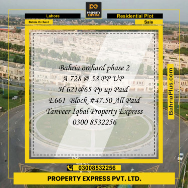 Residential Plot for Sale in Bahria Orchard, Lahore - (BP-232050)