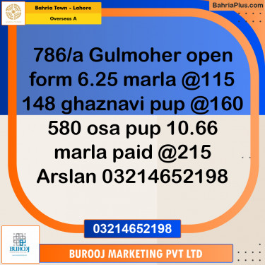 10 Marla Residential Plot for Sale in Overseas A -  Bahria Town, Lahore - (BP-232060)