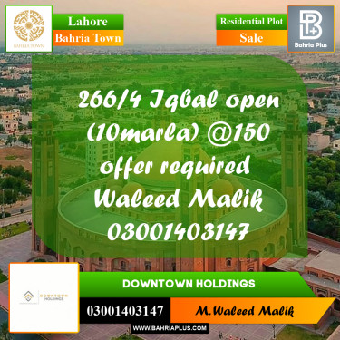 Residential Plot for Sale in Bahria Town, Lahore - (BP-232083)