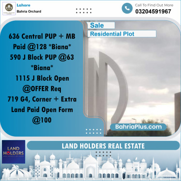 Residential Plot for Sale in Bahria Orchard, Lahore - (BP-232284)