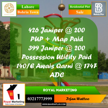 Residential Plot for Sale in Bahria Town, Lahore - (BP-232292)