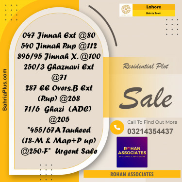Residential Plot for Sale in Bahria Town, Lahore - (BP-232303)