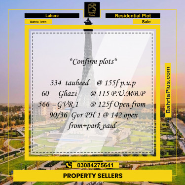 Residential Plot for Sale in Bahria Town, Lahore - (BP-232329)
