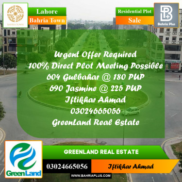 Residential Plot for Sale in Bahria Town, Lahore - (BP-232340)