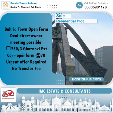 Residential Plot for Sale in Sector F - Ghaznavi Ext. Block -  Bahria Town, Lahore - (BP-232356)